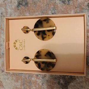 C & C California hanging gold and tortoise earrings brand new in box never worn